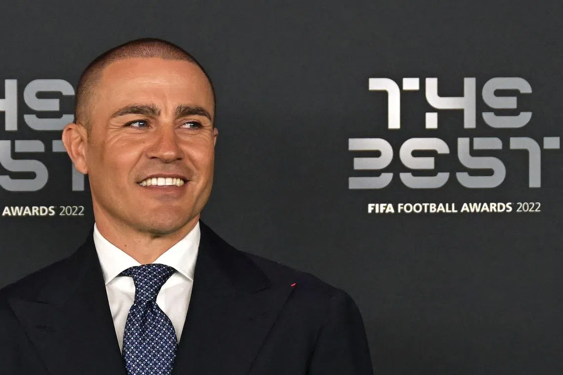 Italian World Cup winner Fabio Cannavaro at the Best Fifa Football Awards 2022 ceremony in Paris on Feb 27, 2023.. He is among 30 people to take the inaugural Fifa Diploma in Club Management.