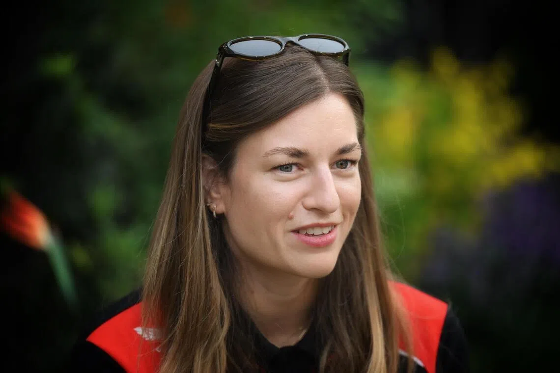 Laura Muller, race engineer of TGR Haas F1 Team at a ST interview at the paddock on Oct 8, 2026.[NOTE: F1 photos are for editorial use only and NOT for sale.]