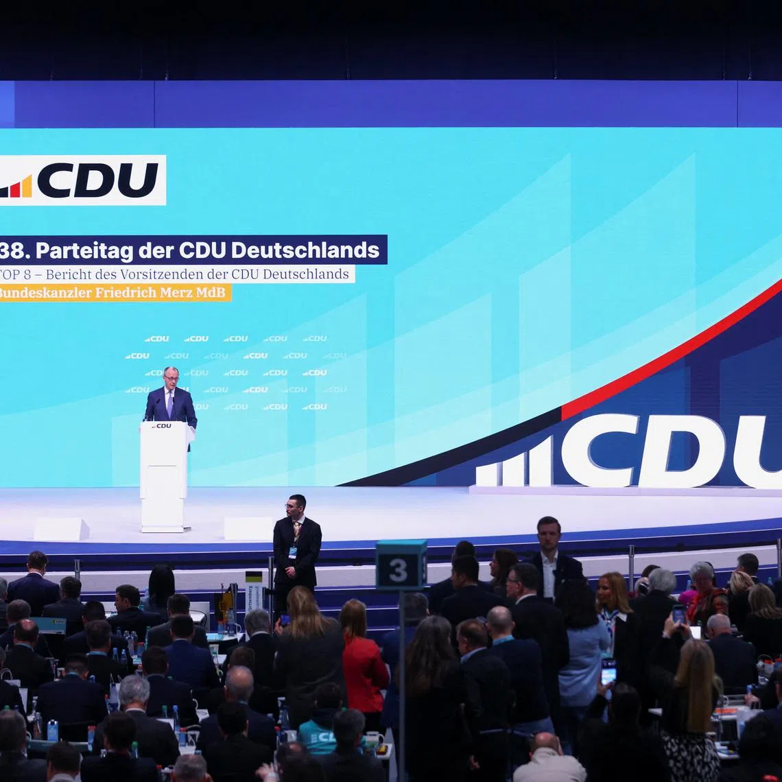 German Chancellor and Christian Democratic Union (CDU) party leader Friedrich Merz speaks at the CDU party congress in Stuttgart, Germany, February 20, 2026. REUTERS/Thilo Schmuelgen