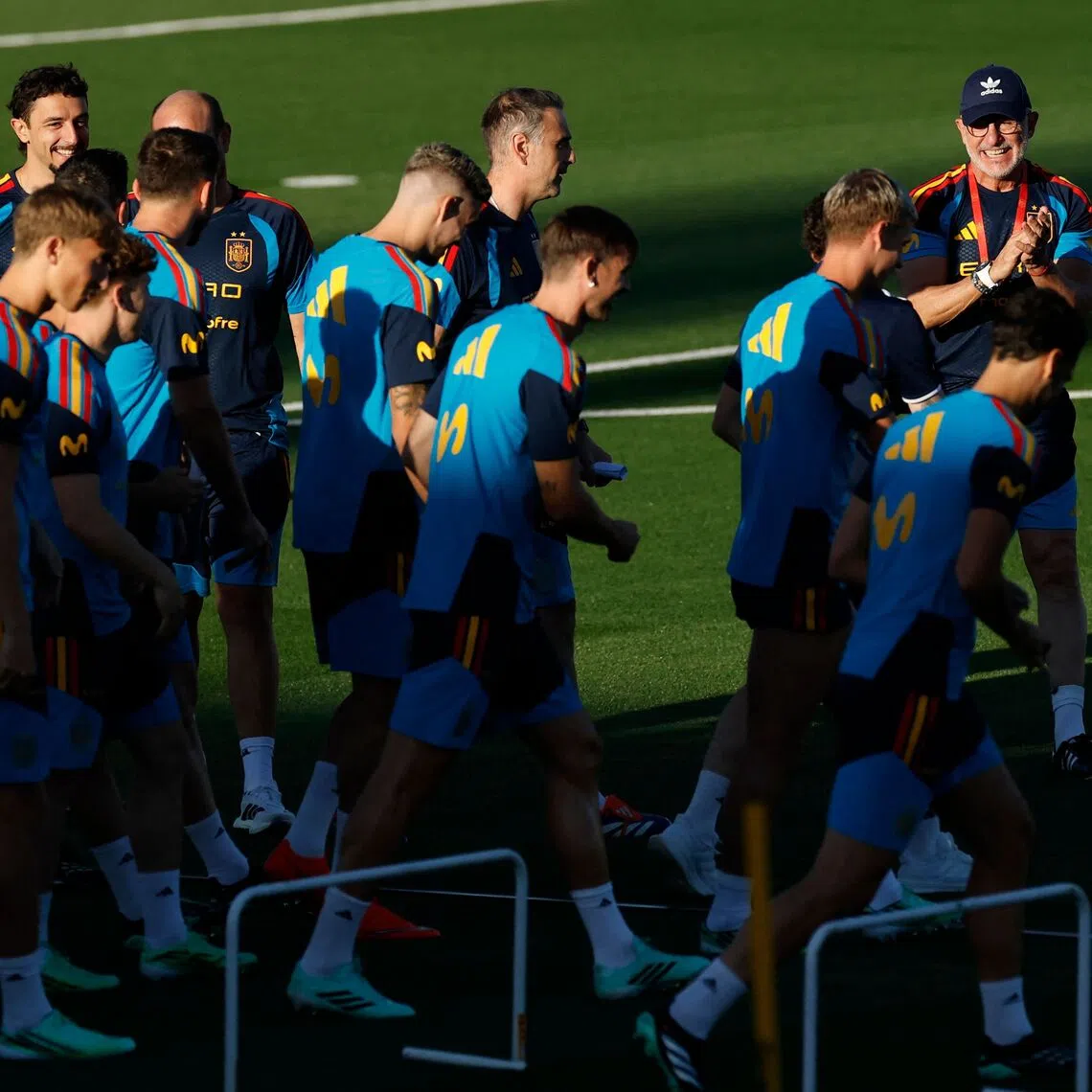 Spain’s coach Luis de la Fuente leads a training session ahead of his side’s UEFA Nations League football match against England on Sept 22.