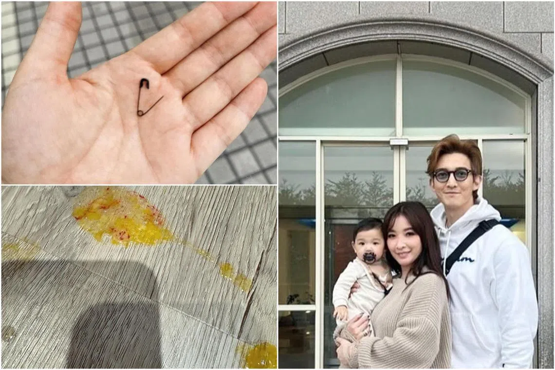 The couple recounted the harrowing experience in a joint Instagram post, along with photos of the safety pin and vomit tinged with blood.