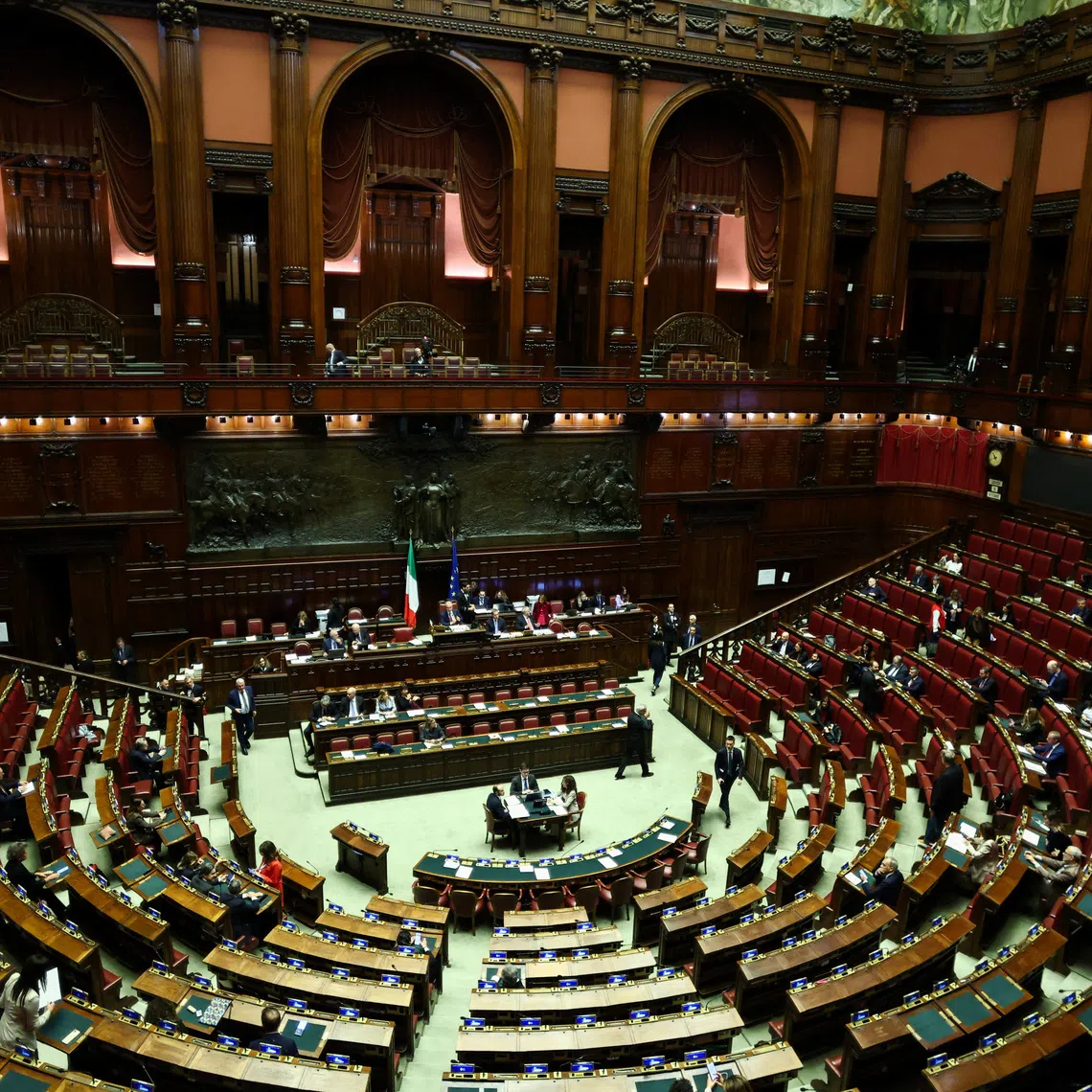 Italy's lower house of parliament on the day of a final vote on a contested electoral reform proposed by Prime Minister Giorgia Meloni, in Rome, Italy, October 8, 2026. REUTERS/Matteo Minnella