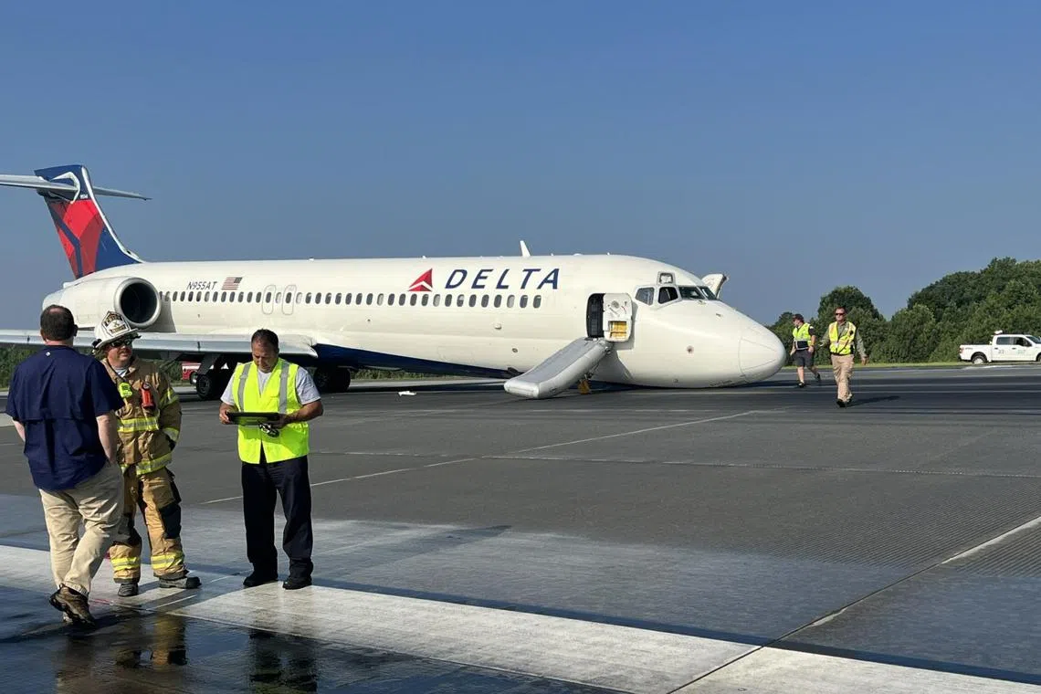 After circling the airport, the pilot was able to safely land the plane without the nose gear.