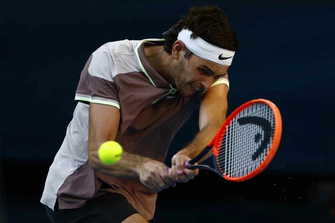 Tennis - Australian Open - Melbourne Park, Melbourne, Australia - January 23, 2024 Taylor Fritz of the U.S. in action during his quarter final match against Serbia's Novak Djokovic REUTERS/Issei Kato/File Photo