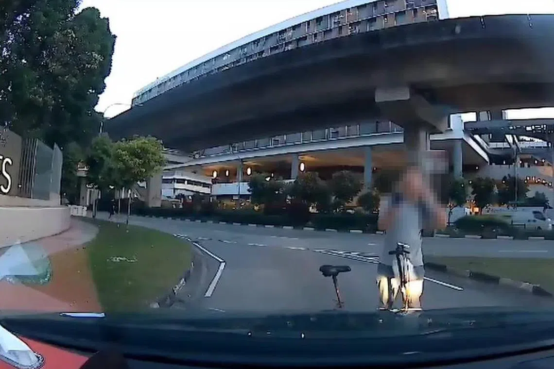 A 46-year-old male cyclist is assisting with investigations into alleged offences of public nuisance and for remaining longer than necessary at a pedestrian crossing in Sengkang..