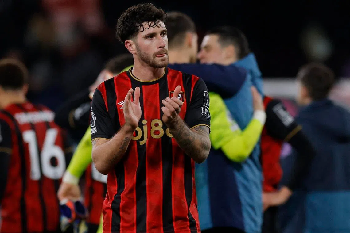 Soccer Football - Premier League - AFC Bournemouth v Arsenal - Vitality Stadium, Bournemouth, Britain - January 3, 2026 AFC Bournemouth's Marcos Senesi looks dejected after the match Action Images via Reuters/Andrew Couldridge/File Photo