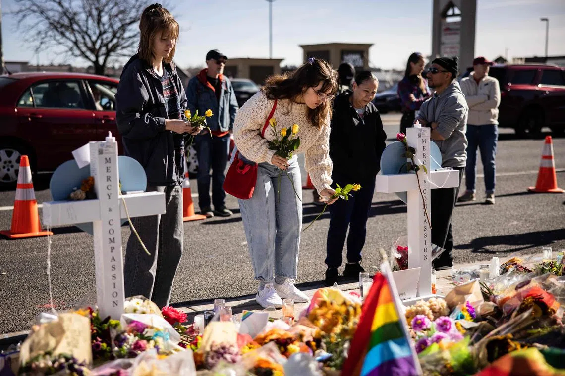 Mourners at a memorial outside of Club Q in Colorado Springs, Colorado, on Nov 22, 2022. 