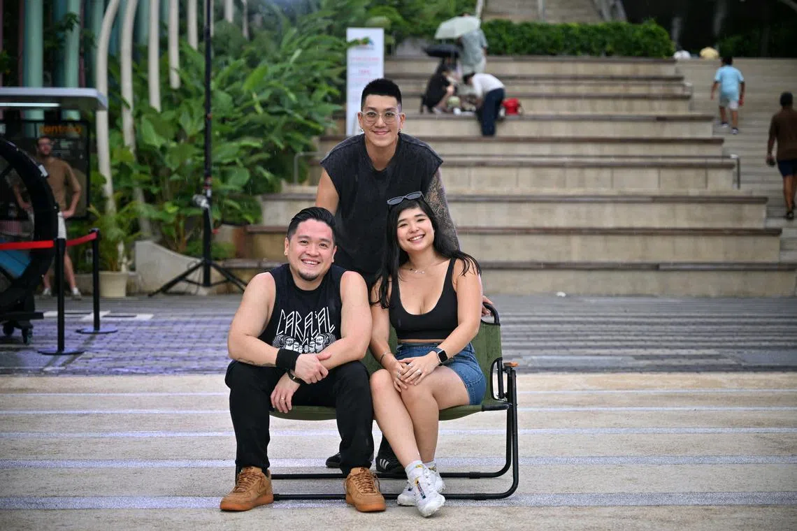 (Standing) Oliver Ow, 35, (seated from left) Jeremiah Lim, 37 and Lara Tay, 30.

Co founders of Ann Siang Sounds at Sentosa Sensoryscape on Aug 31, 2025.