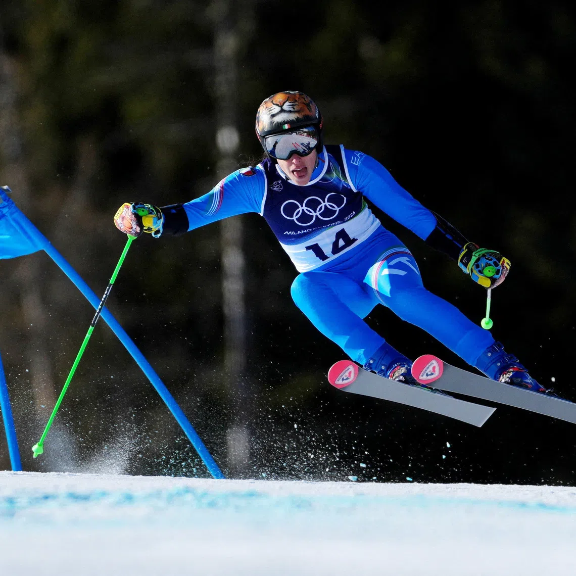 Milano Cortina 2026 Olympics - Alpine Skiing - Women's Giant Slalom Run 2 - Tofane Alpine Skiing Centre, Belluno, Italy - February 15, 2026. Federica Brignone of Italy in action during her second run of the Women's Giant Slalom REUTERS/Aleksandra Szmigiel