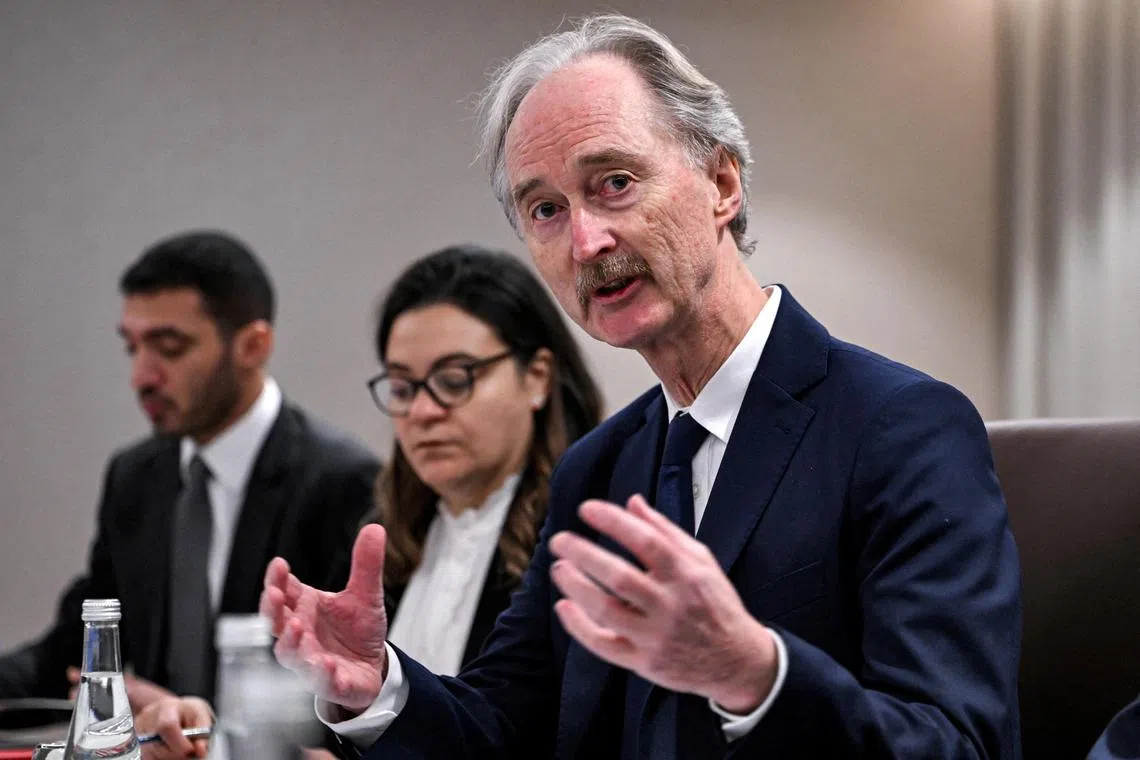 The United Nations Special Envoy for Syria, Mr Geir Pedersen, speaks during his meeting with the US Secretary of State in Aqaba, Jordan. 