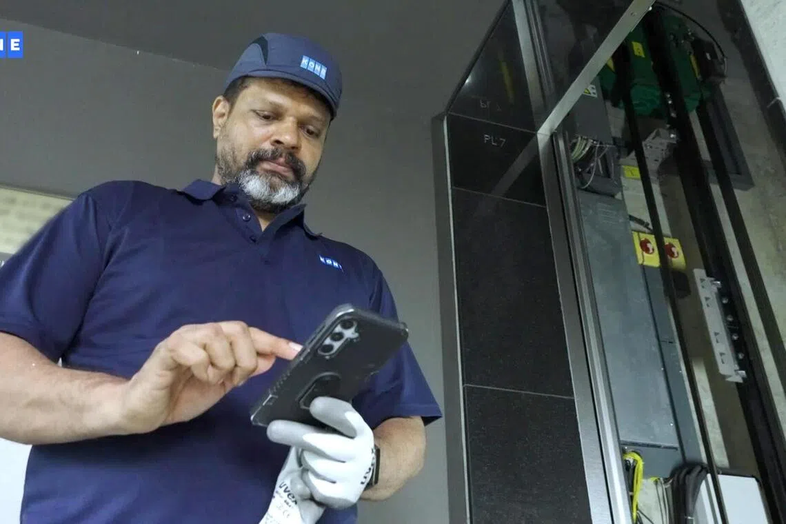 Ratheesh Kumar, 44, senior troubleshooter with KONE Singapore, believes an elevator technician’s job is AI-resilient.