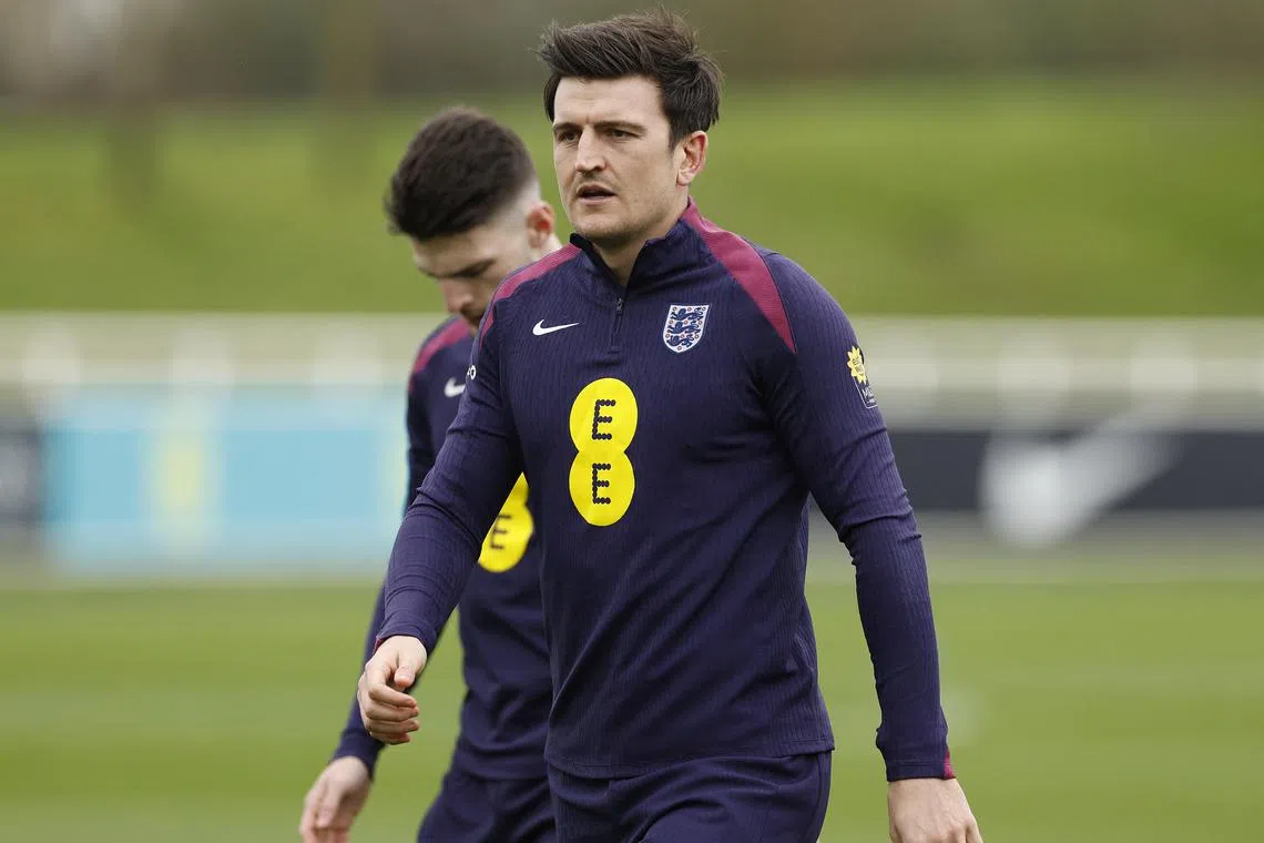 England defender Harry Maguire during training ahead of the friendly match against Brazil.