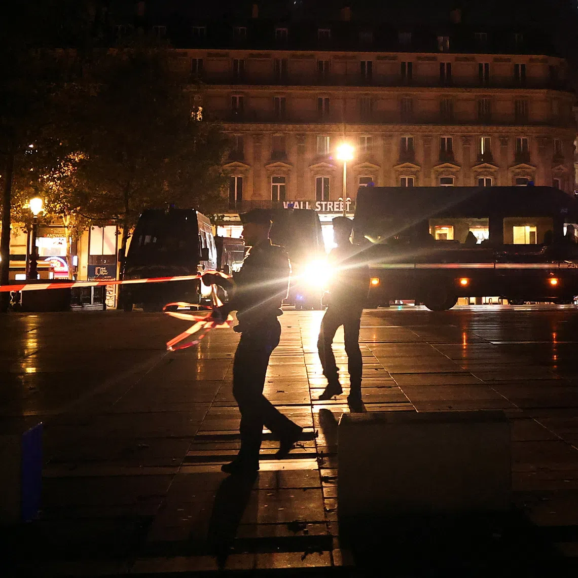 French police officers cordon off Place de la Republique in Paris on Oct 23.