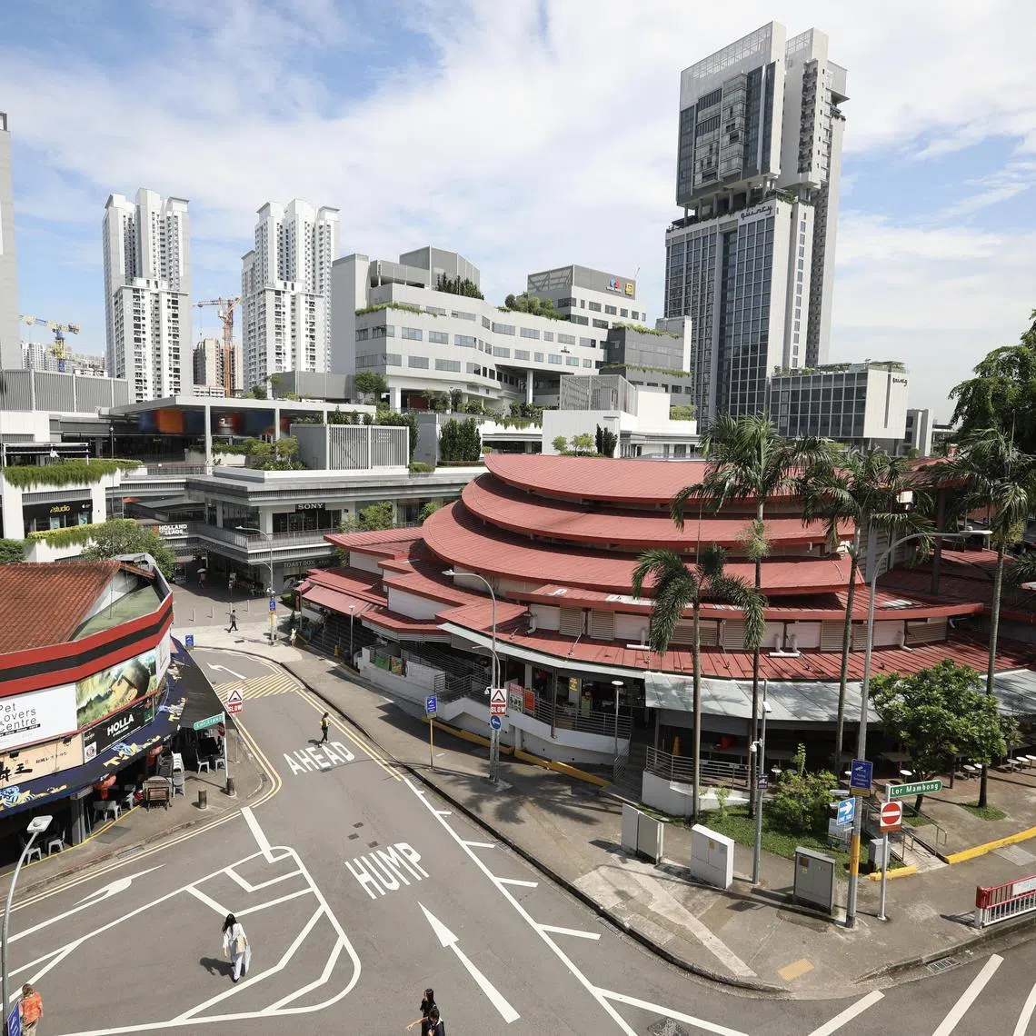 ST20250530_202570400283/htholland/Taryn Ng/Hazel Tang// Generic of aerial view of Holland Village overseeing Lorong Liput, Lorong Mambong and Holland Village Market and Food Centre on May 31, 2025. ST PHOTO: TARYN NG