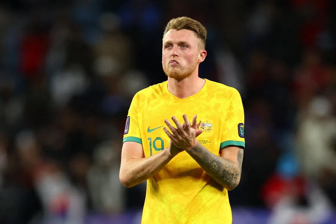 Soccer Football - AFC Asian Cup - Quarter Final - Australia v South Korea - Al Janoub Stadium, Al Wakrah, Qatar - February 2, 2024 Australia's Australia's Harry Souttar looks dejected after the match REUTERS/Molly Darlington