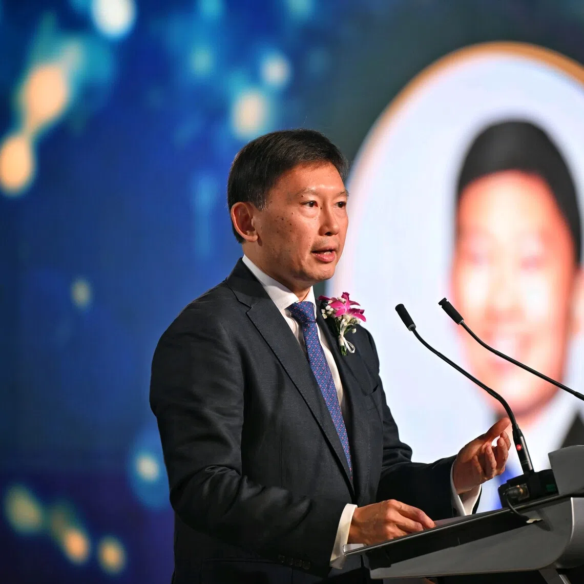 Minister for National Development of Singapore Chee Hong Tat speaking at Singapore Contractors Association Limited (SCAL) annual dinner at Sands Convention Centre on Oct 16.