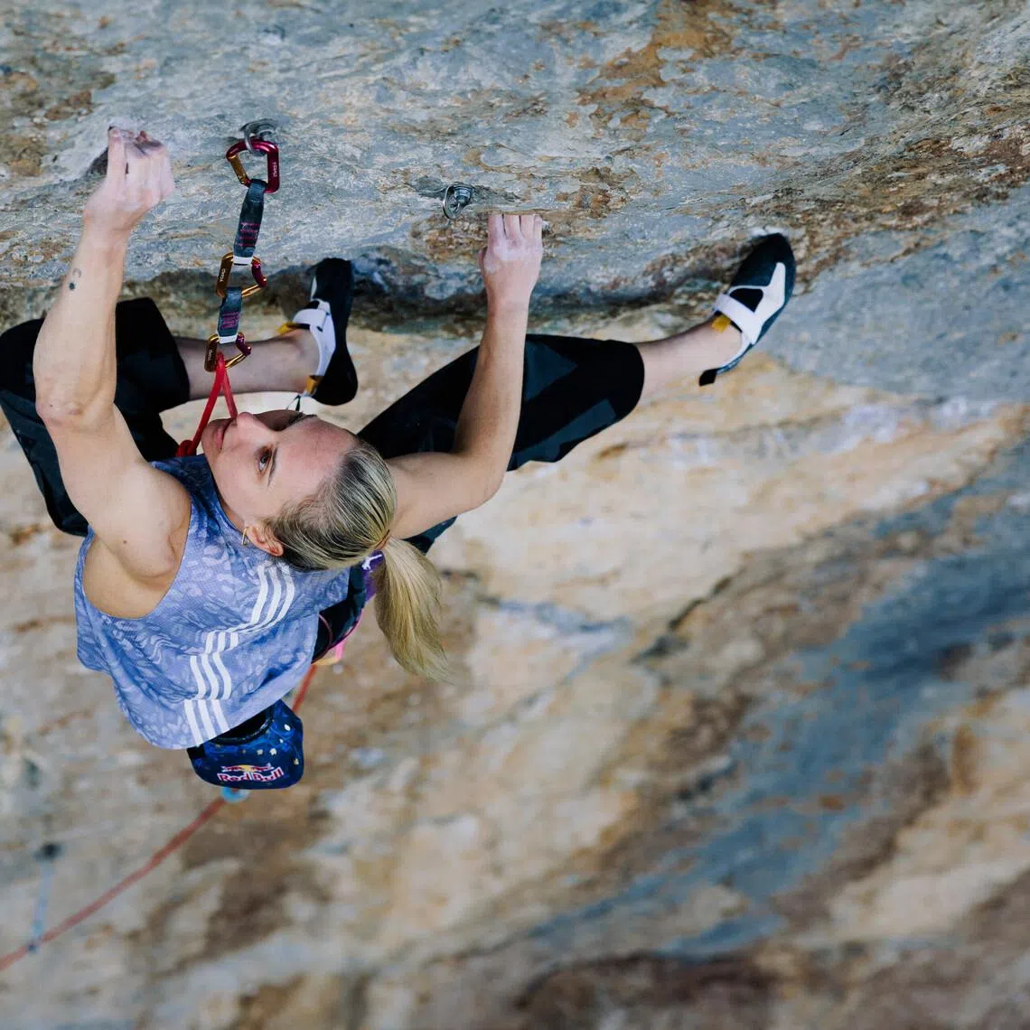Janja Garnbret is the first woman to complete a free ascent of Bibliographie in Ceuse, France. The route is graded 9b+ for difficulty, with 9c being the highest.