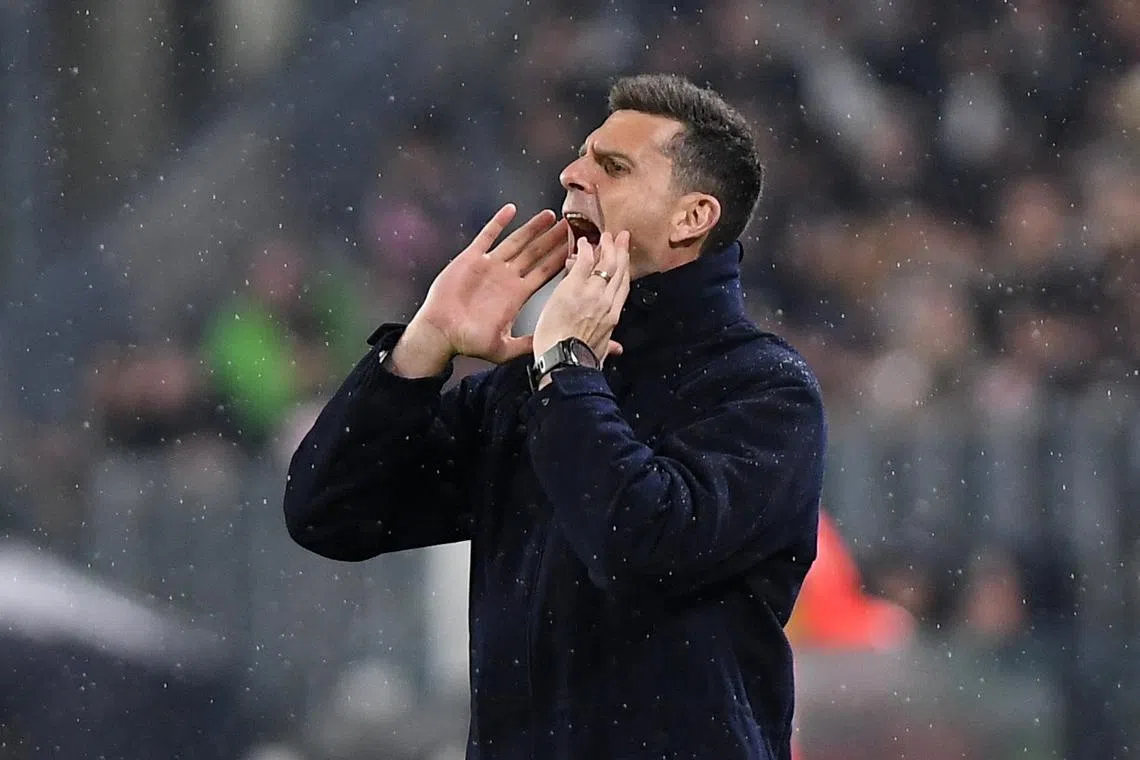 Soccer Football - Serie A - Juventus v Atalanta - Allianz Stadium, Turin, Italy - March 9, 2025 Juventus coach Thiago Motta REUTERS/Massimo Pinca