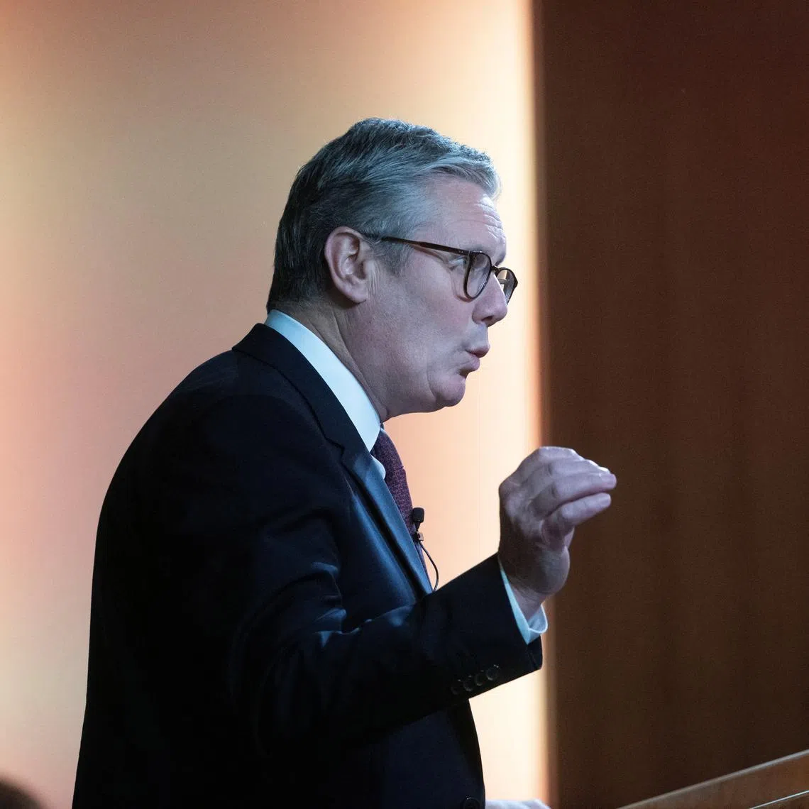 FILE PHOTO: British Prime Minister Keir Starmer delivers a speech, in central London, Britain September 12, 2024. JULIAN SIMMONDS/Pool via REUTERS/File Photo