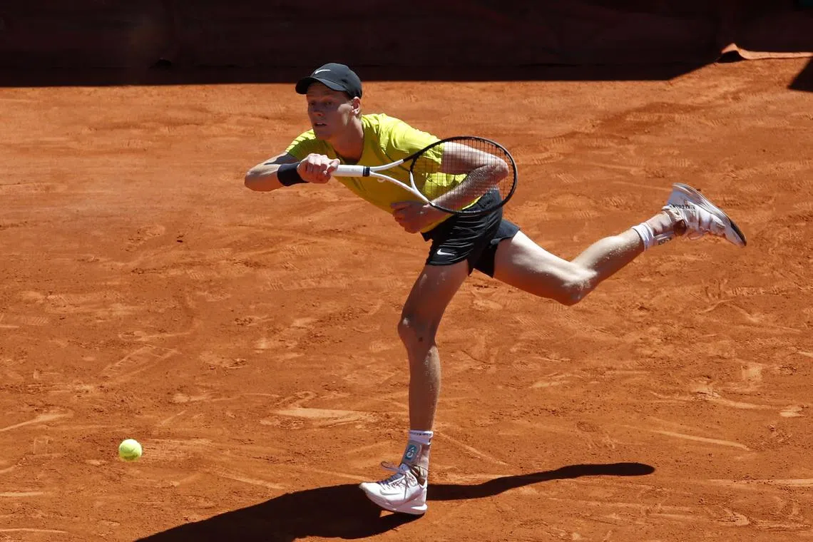 Jannik Sinner toiling past Hubert Hurkacz at the Monte Carlo Masters on Thursday. He saved a match point to seal a 3-6, 7-6 (8-6), 6-1 victory and a quarter-final spot.