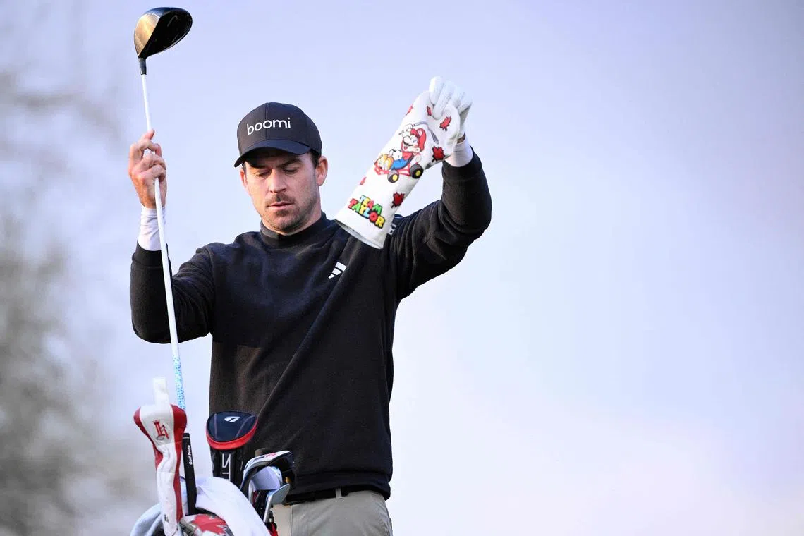 Leader Nick Taylor of Canada pulling a club on the sixth tee during the third round of the Phoenix Open at TPC Scottsdale on Feb 10 in Scottsdale, Arizona.