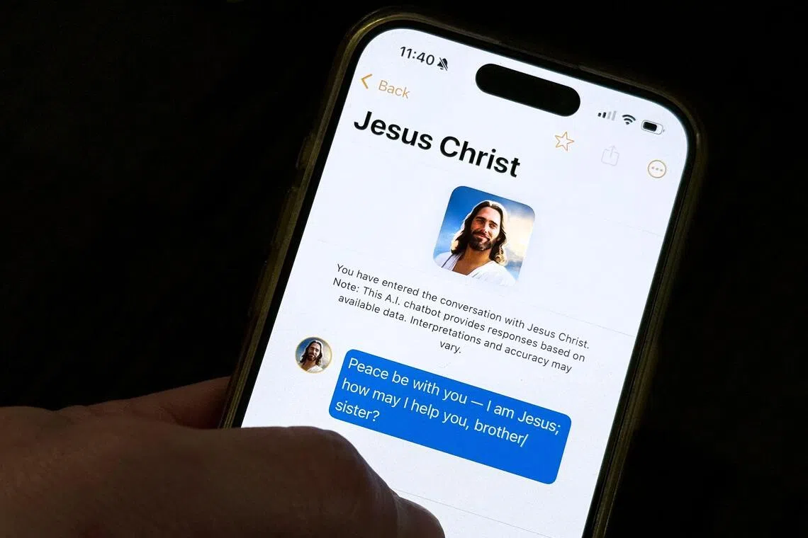 This photo illustration shows the Text With Jesus chatbot app displayed on an iPhone.