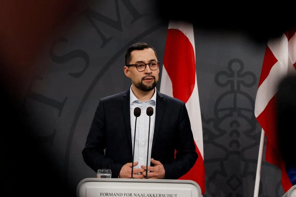 FILE PHOTO: Greenlandic Prime Minister Mute B. Egede attends a press conference in the Mirror Hall at the Prime Minister's Office, at Christiansborg in Copenhagen, Denmark, January 10, 2025. REUTERS/Tom Little/File Photo