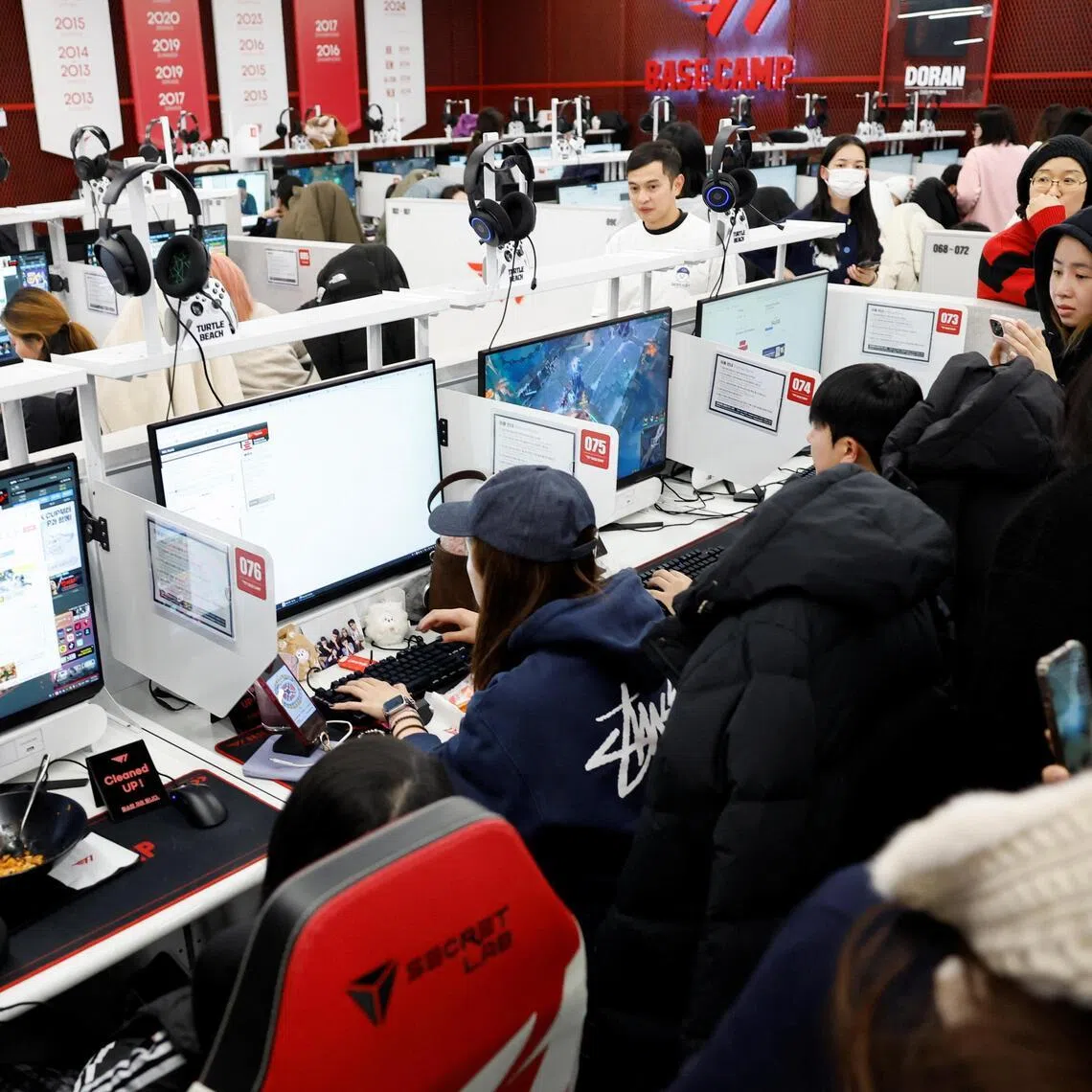 Fans of K-pop boy band BTS book tickets for the band's first South Korea concerts in years as part of their world tour, at a PC cafe in Seoul on Jan 22, 2026.