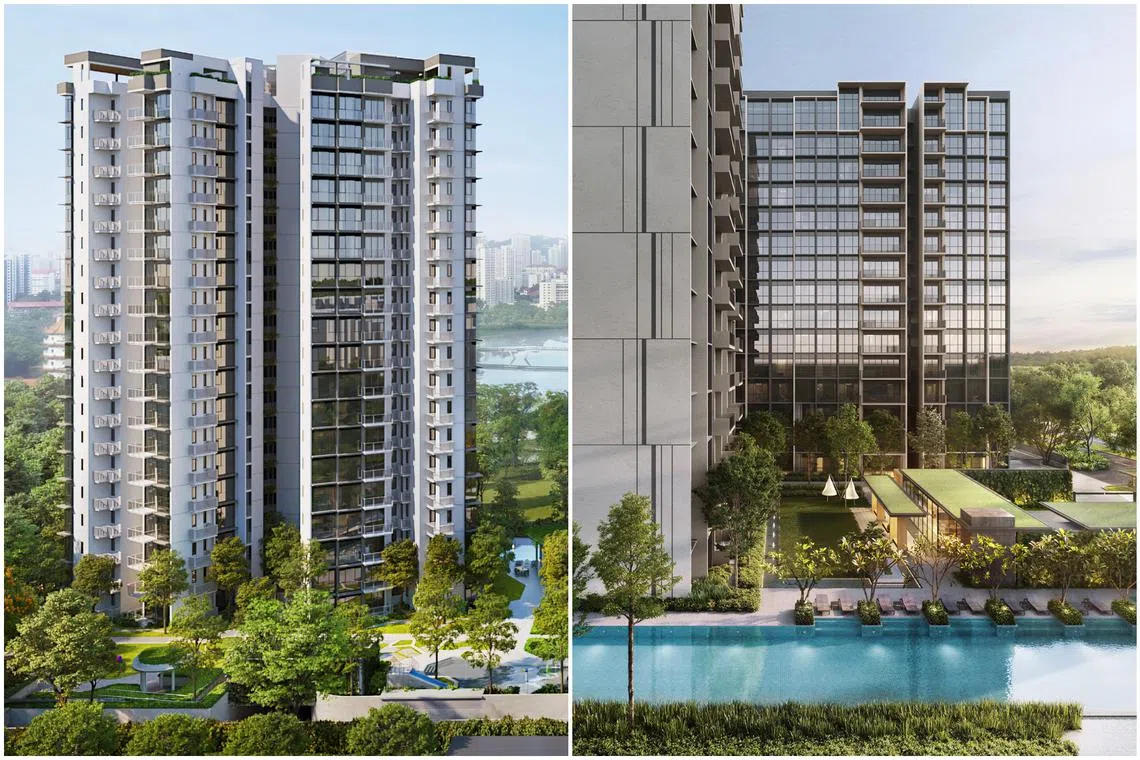 Artist's impressions of The LakeGarden Residences in Jurong (left) and Altura executive condominium in Bukit Batok.