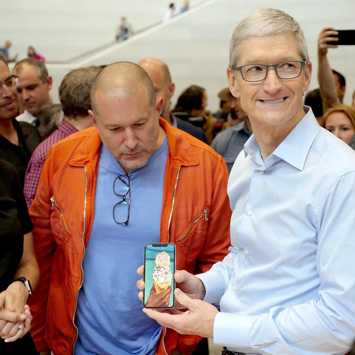 It marks the near-complete turnover of a team once led by Jony Ive (left), seen here with Apple CEO Tim Cook.