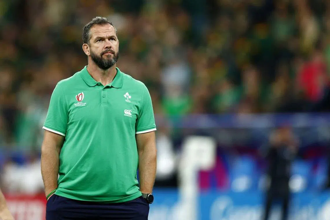 FILE PHOTO:Rugby Union - Rugby World Cup 2023 - Pool B - South Africa v Ireland - Stade de France, Saint-Denis, France - September 23, 2023 Ireland head coach Andy Farrell before the match REUTERS/Gonzalo Fuentes/File Photo