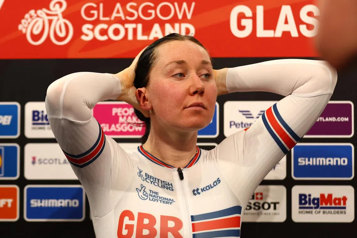 FILE PHOTO: Cycling - UCI World Championships 2023 - Emirates Arena, Glasgow, Scotland, Britain - August 4, 2023 Britain's Katie Archibald prepares ahead of the women's elite team pursuit qualification REUTERS/Matthew Childs