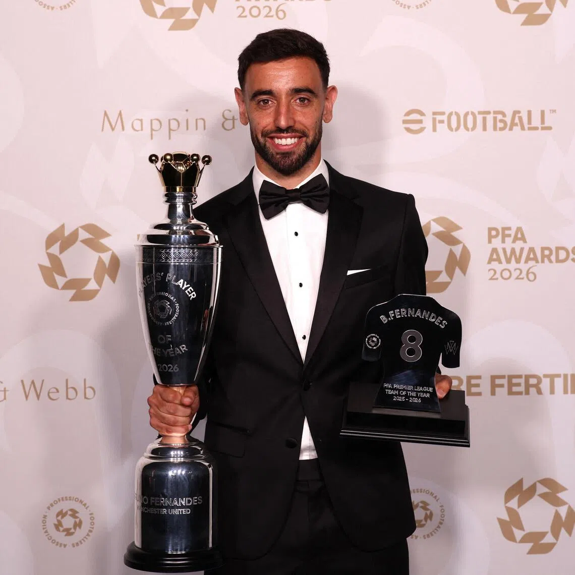 Bruno Fernandes, the lynchpin of Manchester United’s attack, was named the Professional Footballers’ Association (PFA) Player of the Year on Aug 25.