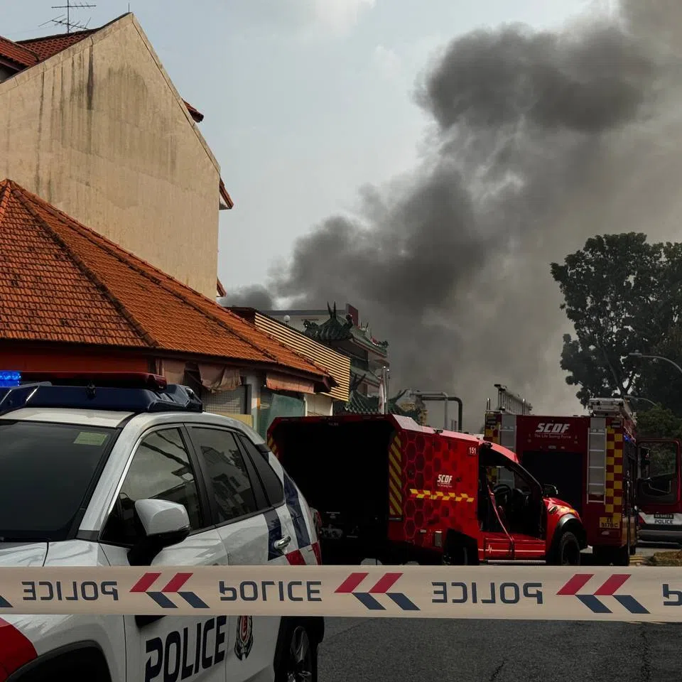 At least two SCDF vehicles, including a Light Fire Attack Vehicle, and a police car were at the scene.