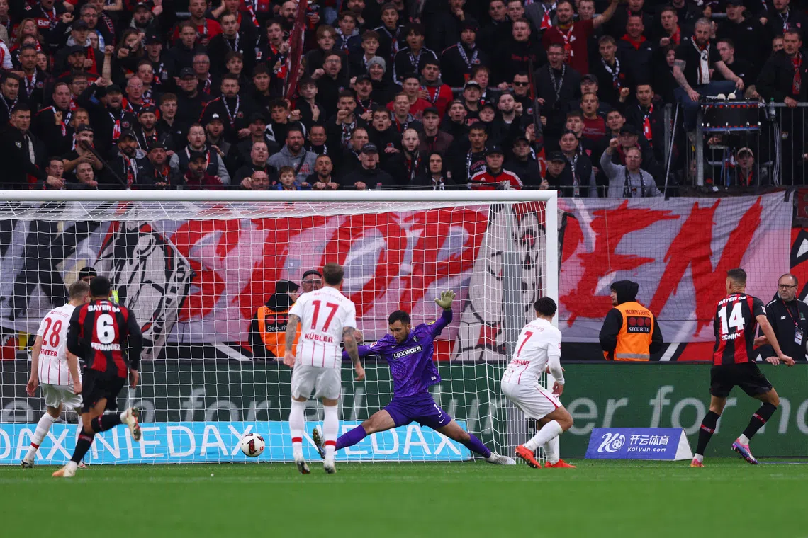 Soccer Football - Bundesliga - Bayer Leverkusen v SC Freiburg - BayArena, Leverkusen, Germany - October 18, 2026 Bayer Leverkusen's Patrik Schick scores their second goal REUTERS/Thilo Schmuelgen