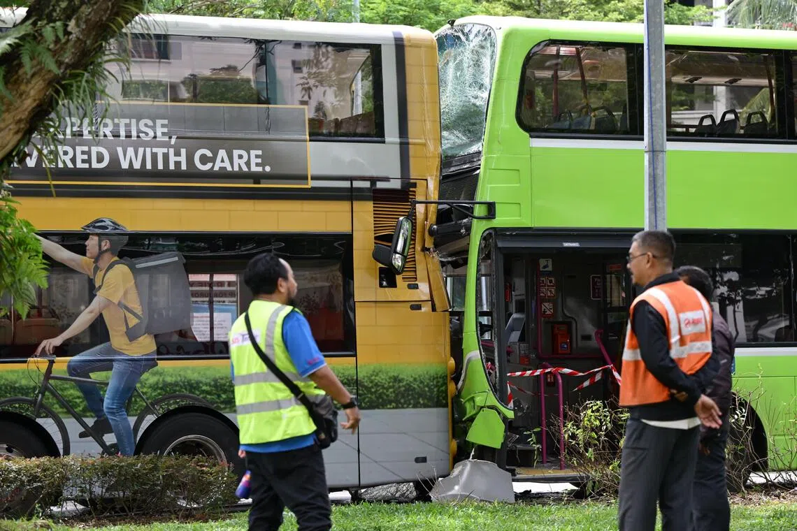 A total of 44 people were taken to hospital after a double-decker bus collided into another in Jurong West on Dec 14. Nine of them are still in hospital. 