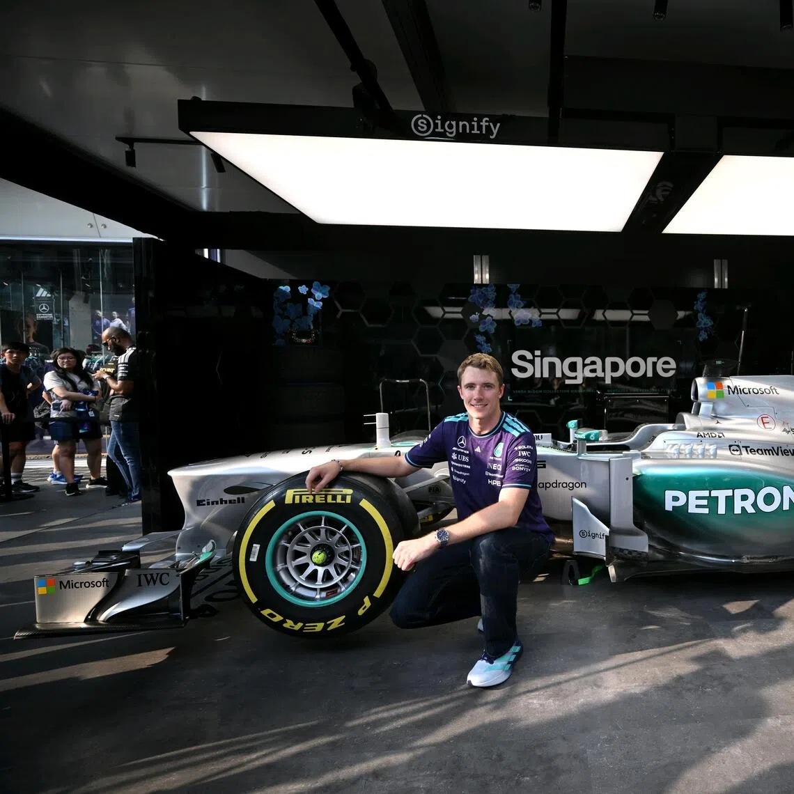 Mercedes reserve driver Fred Vesti, at adidas Brand Centre Orchard on Aug 29, 2026.