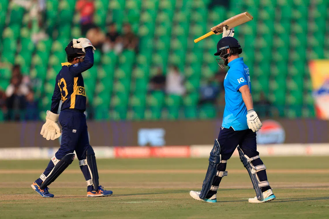 Cricket - Sixth One Day International - England v Sri Lanka - Gaddafi Stadium, Lahore, Pakistan - October 29, 2026 England's Ben Duckett celebrates 150 runs REUTERS/Akhtar Soomro