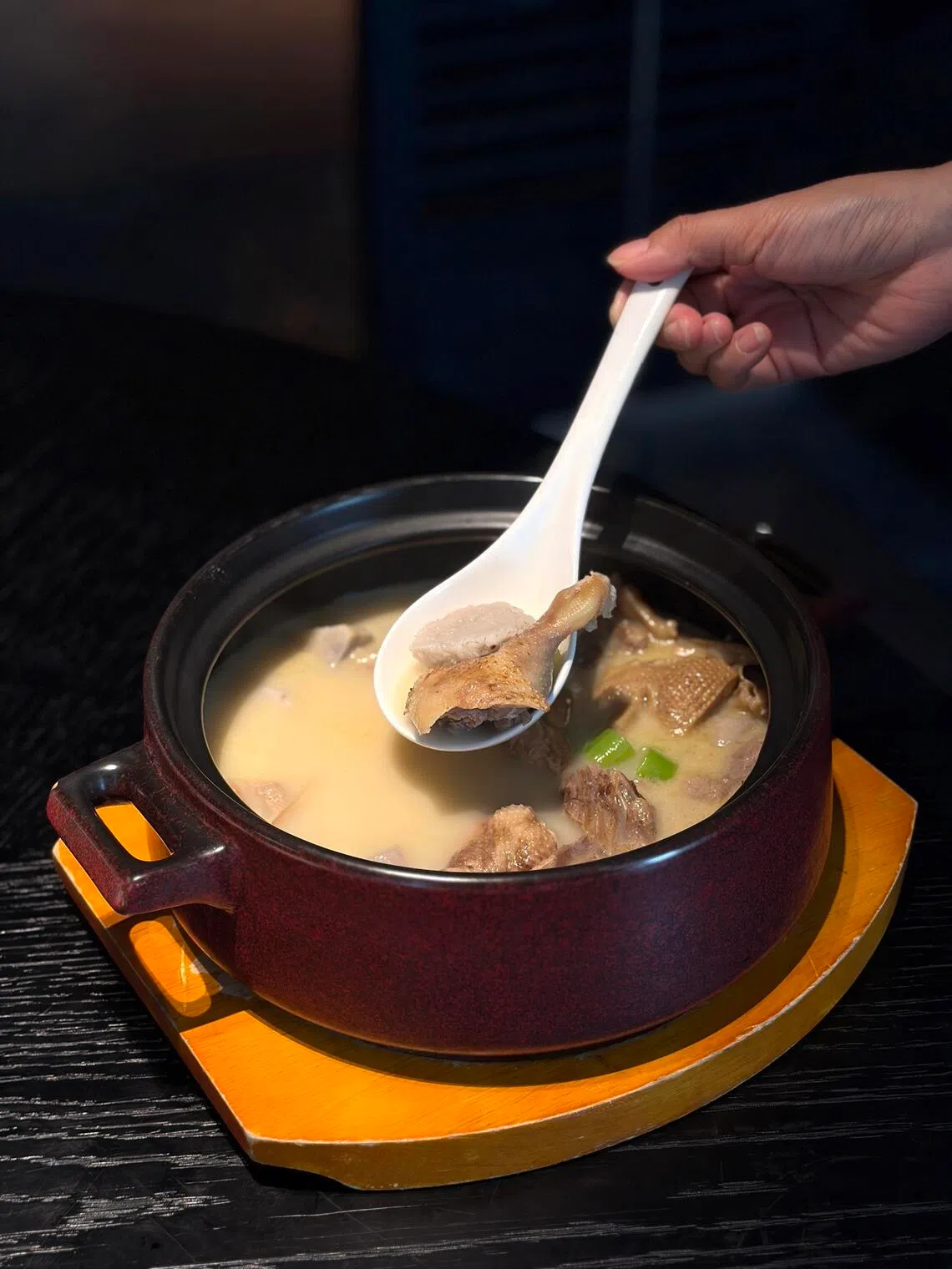 Braised Wenzhou Old Duck with Taro Claypot from Wenzhou Mansion.