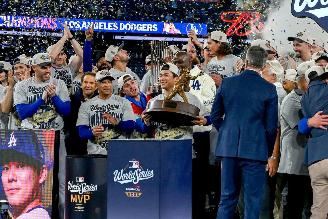 The Dodgers became Major League Baseball’s first repeat champions since the New York Yankees won three in a row from 1998 to 2000.