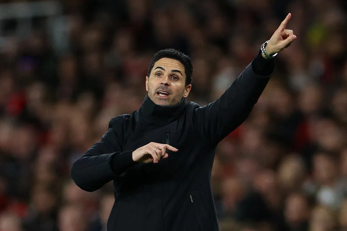 FILE PHOTO: Soccer Football - Premier League - Arsenal v Luton Town - Emirates Stadium, London, Britain - April 3, 2024 Arsenal manager Mikel Arteta REUTERS/Toby Melville/File Photo