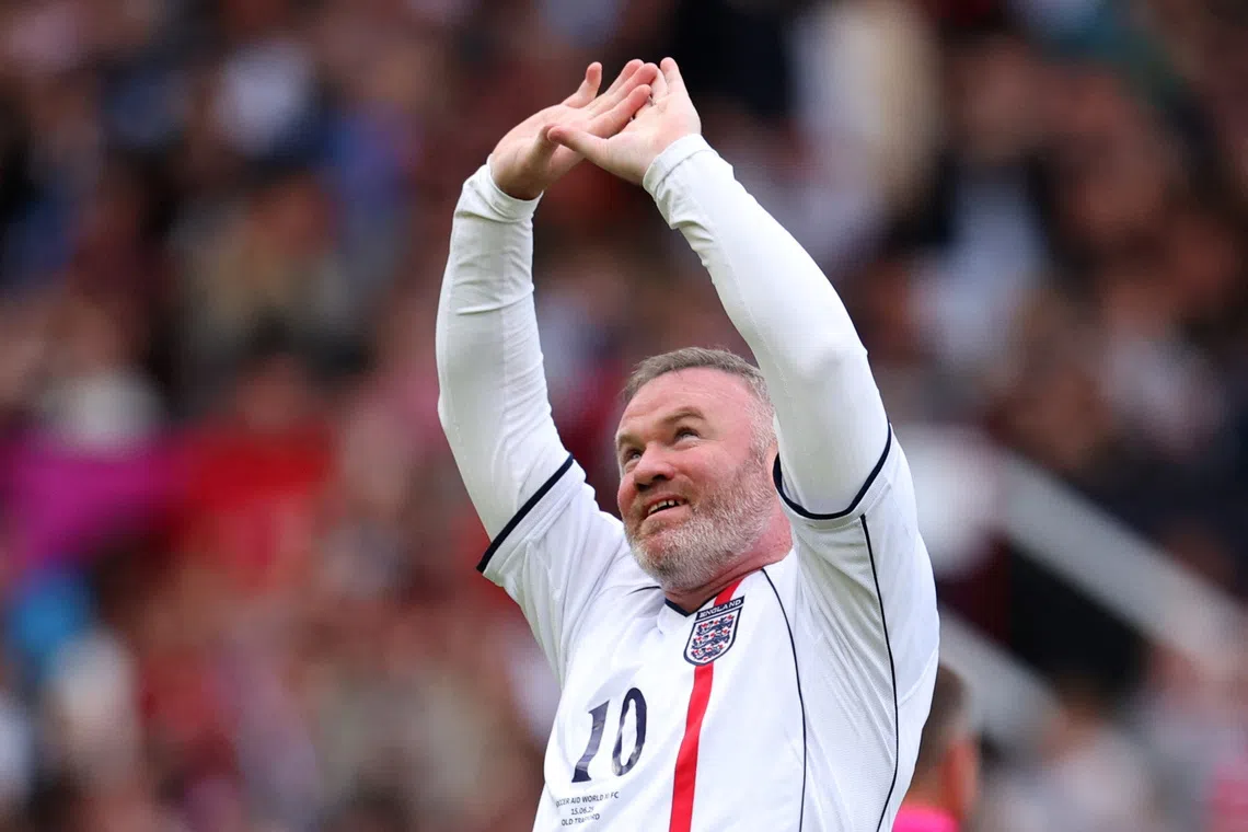 Soccer Football - Soccer Aid charity match for Unicef - Old Trafford, Manchester, Britain - June 15, 2025 England's Wayne Rooney celebrates scoring their first goal Action Images via Reuters/Ed Sykes