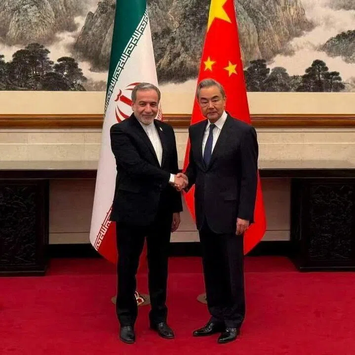 Iranian Foreign Minister Abbas Araqchi meets with Chinese Foreign Minister Wang Yi in a location given as Beijing, China, in this handout image released May 6, 2026. Seyed Abbas Araqchi via Telegram/Handout via REUTERS    THIS IMAGE HAS BEEN SUPPLIED BY A THIRD PARTY. NO RESALES. NO ARCHIVES. MANDATORY CREDIT. TPX IMAGES OF THE DAY. BEST QUALITY AVAILABLE.

VERIFICATION:
Date and location are not verified.
No older versions of the pictures were found posted online before May 6.
Chinese state news agency Xinhua said Chinese Foreign Minister Wang Yi has begun a meeting with his Iranian counterpart Abbas Araqchi in Beijing on Wednesday.         