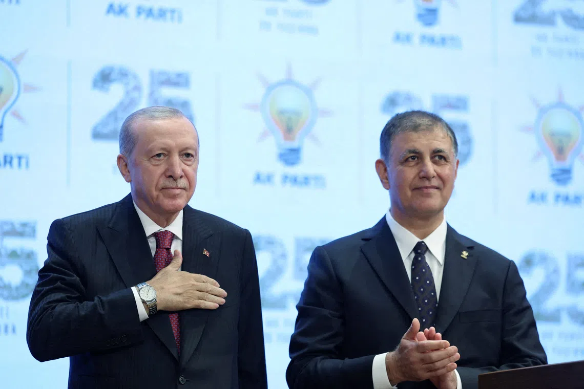 Image 6: FILE PHOTO: Cemil Tugay, the mayor of Izmir, Turkey's third-largest city and a bastion of its secular opposition, attends a meeting with Turkish President Tayyip Erdogan as he joins ruling AK Party (AKP), in Ankara, Turkey, October 7, 2026. Mustafa Kamaci/Presidential Press Office/Handout via REUTERS/File Photo