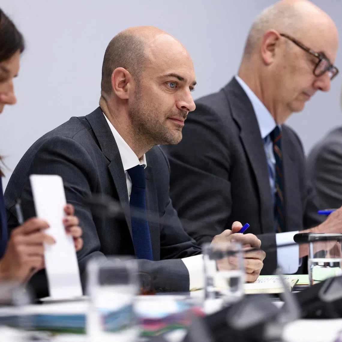 French Foreign Minister Jean-Noel Barrot attends a meeting of France's defence and security council held by President Emmanuel Macron following the Iran war ceasefire announcement and to address the return of Cecile Kohler and Jacques Paris, two French nationals freed by Iran after three and a half years in detention, at the Elysee Palace in Paris, France, April 8, 2026. REUTERS/Tom Nicholson/Pool