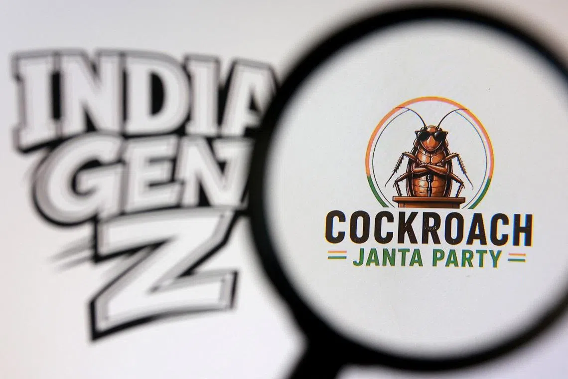 The Cockroach Janta Party and words \"India Gen Z\" logo are seen in this illustration taken May 28, 2026. REUTERS/Dado Ruvic/Illustration