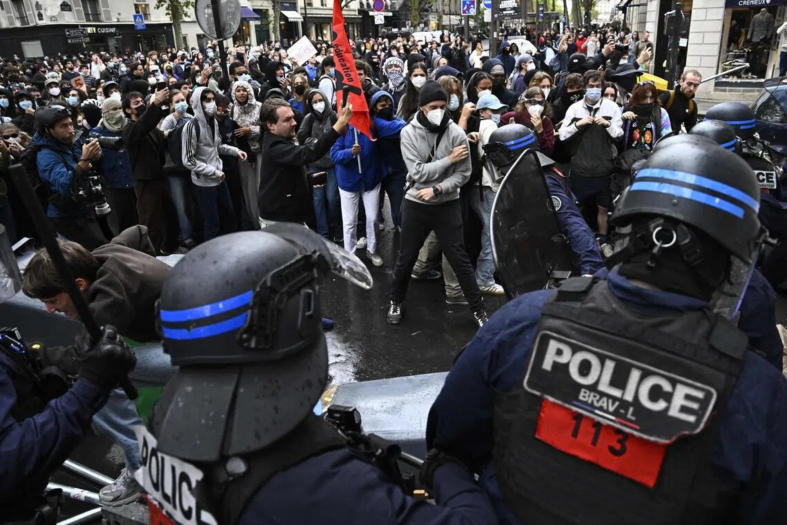 French school protests turn violent amid budget pressure | The Straits ...