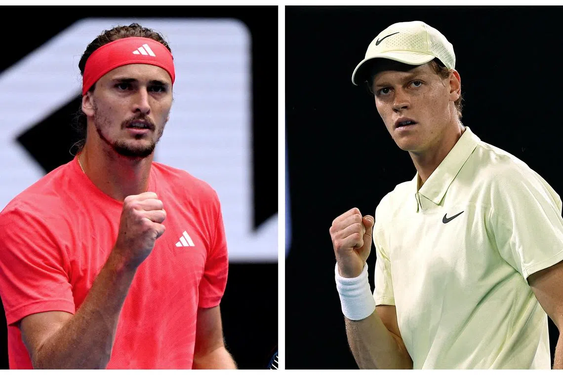 A combination picture shows Germany's Alexander Zverev (left) and Italian Jannik Sinner ahead of the Australian Open final on Jan 26.