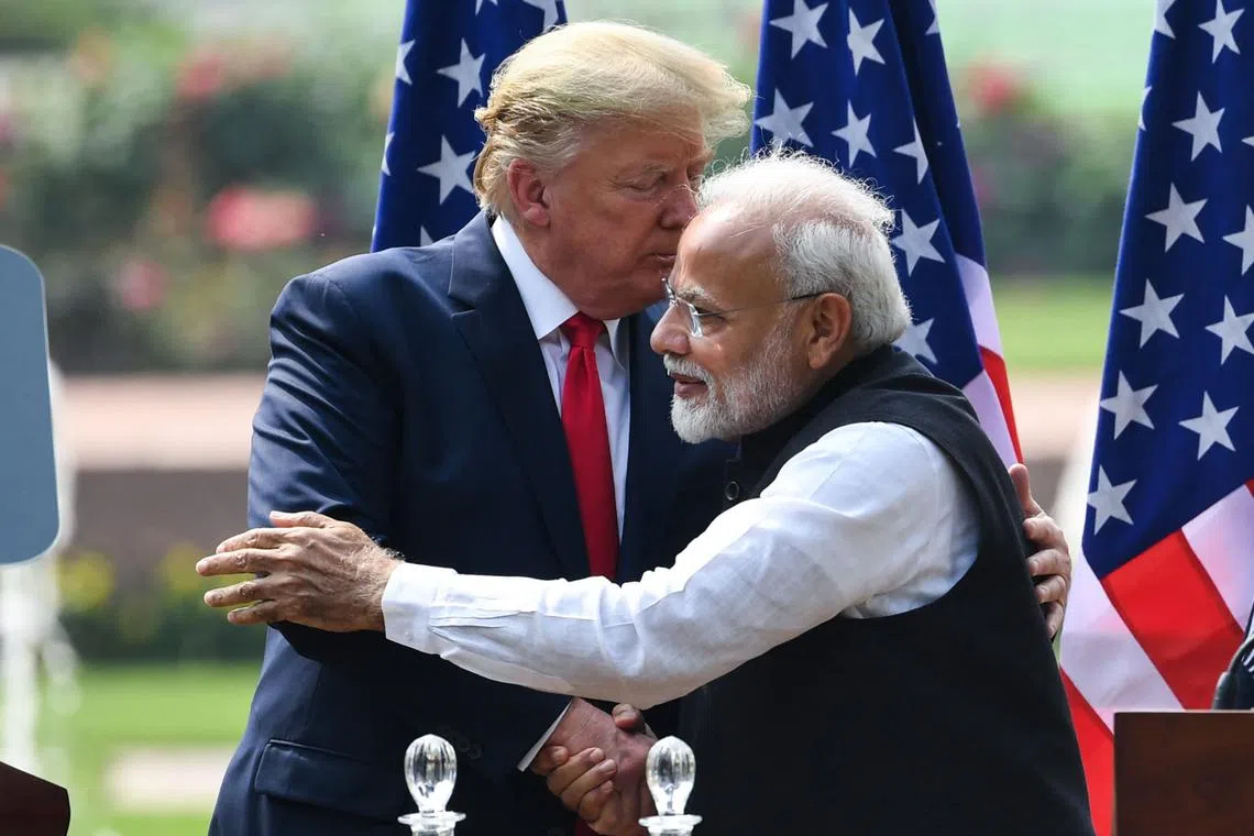 Then US President Donald Trump with Indian Prime Minister Narendra Modi in New Delhi in February 2020.  