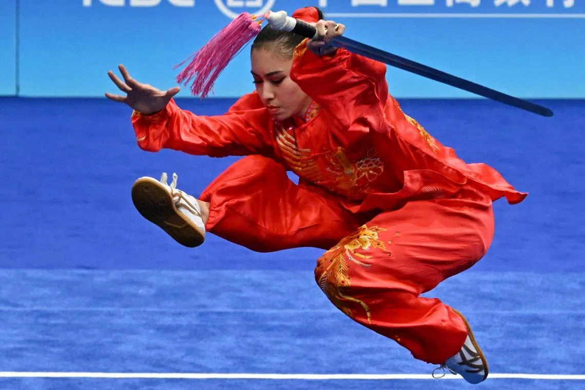 Basma Lachkar from Brunei wins a silver medal in the Women’s Taijijian Final at the 19th Asian Games Hangzhou 2022 in Hangzhou, China on September 24, 2023. 

*****

Generic chit for the 19th Asian Games held in Hangzhou, China, on Sept 24, 2023.